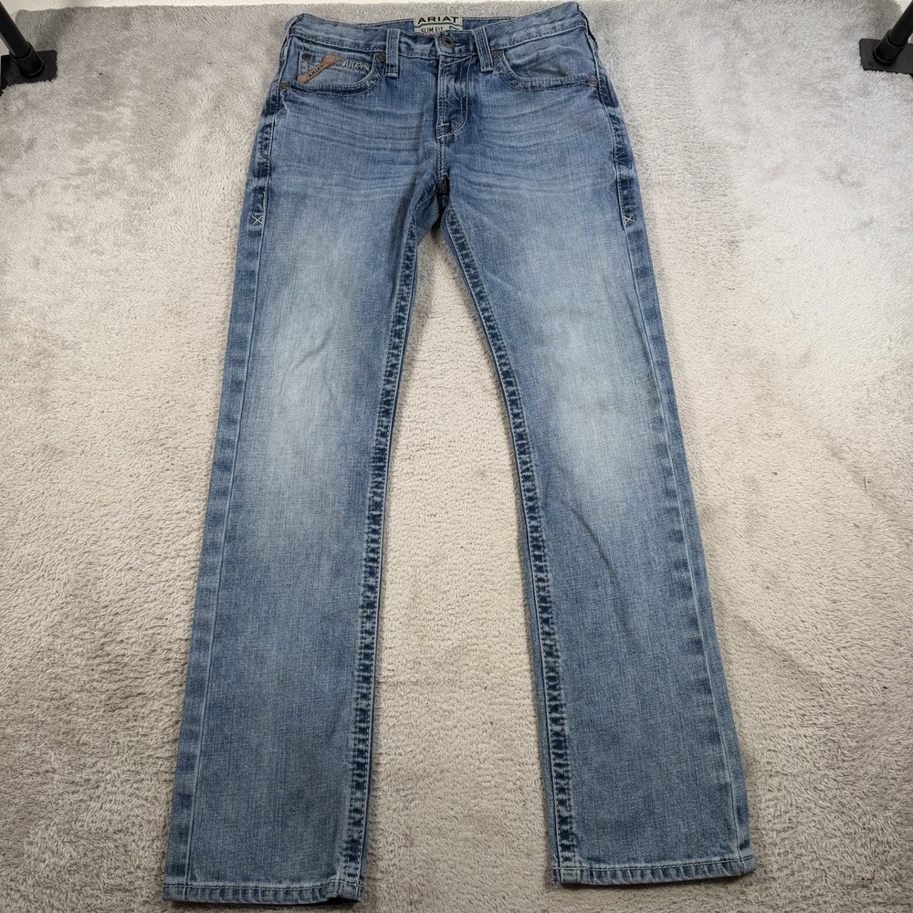 Ariat Jeans Mens 31x34 (Fit 31x32) M7 Slim Fit Straight Leg Blue Denim Cowboy